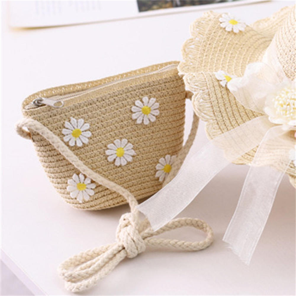 Handmade Straw Bag Women Woven Beach Crossbody Bag Ladies Shoulder Rattan Handmade Knitted Candy Color Small Handbag