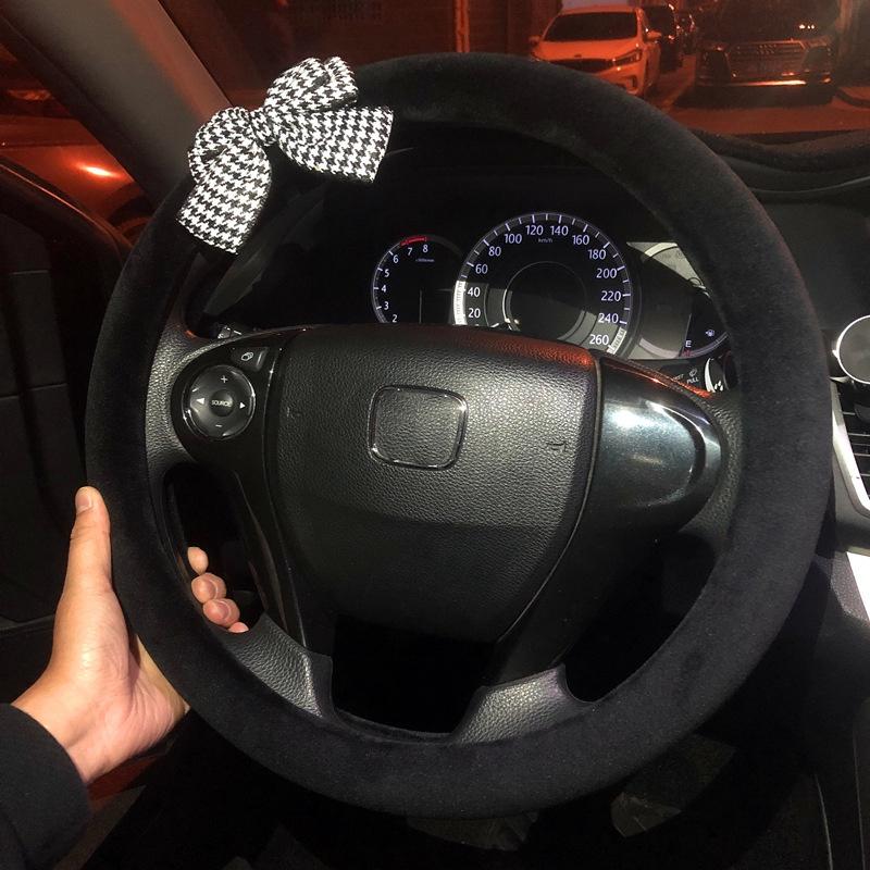 Steering Plush Car Wheel Cover Cartoon Print Four Seasons Installation Easy