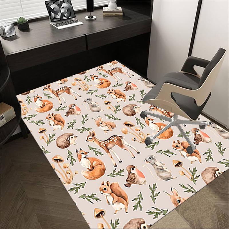 

1PC forest animals Non-Slip Floor Carpet Compatible for Office&Living Room&Bedroom&Dining room - Flat-Weave Machine-Washable Rectangular-E312 60cm by 90cm