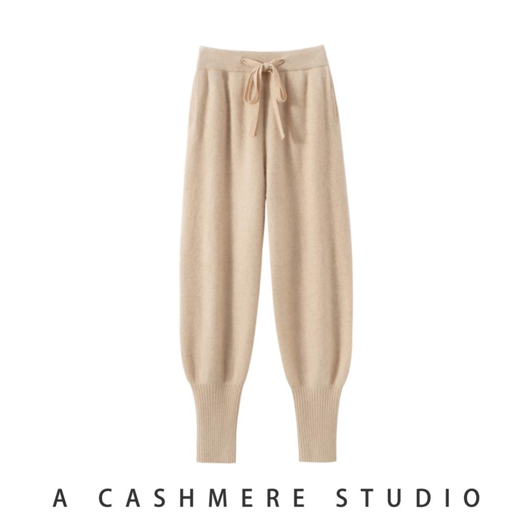 

CHICJOC Bestselling Influencer Style Pure Cashmere Tapered Cuffed Baggy Pants Women Elastic Waist One Size