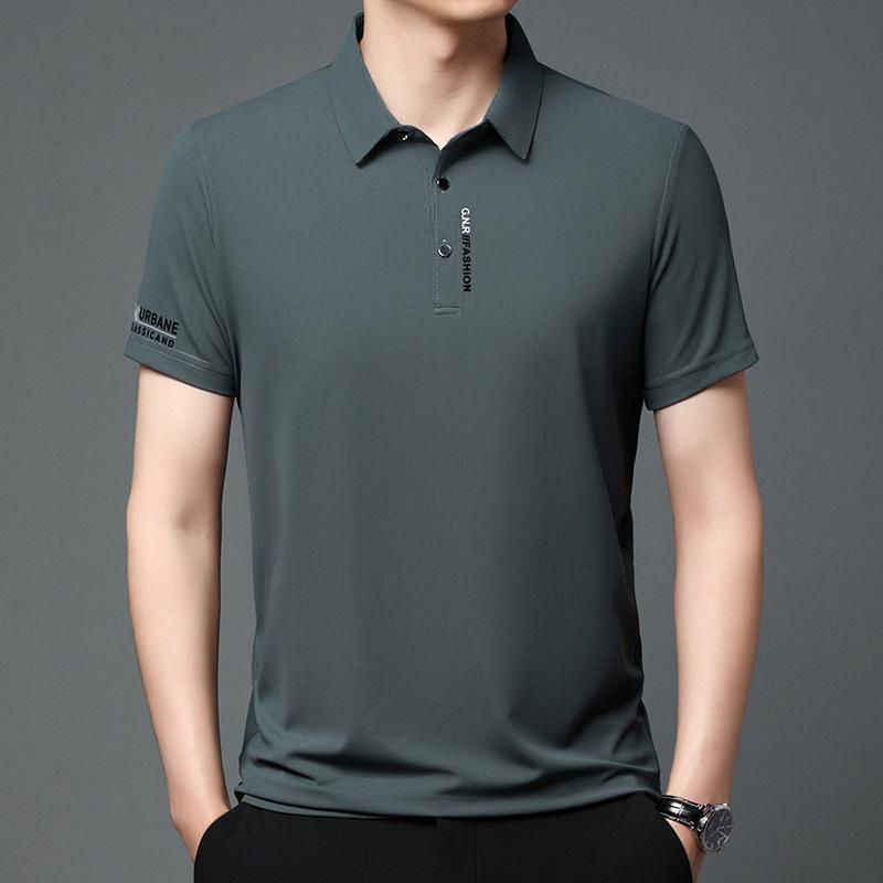 Waffle Men'S Short Sleeve T-Shirt Lapel Polo Shirt Thin Solid Color Casual Business Half Sleeve Polo