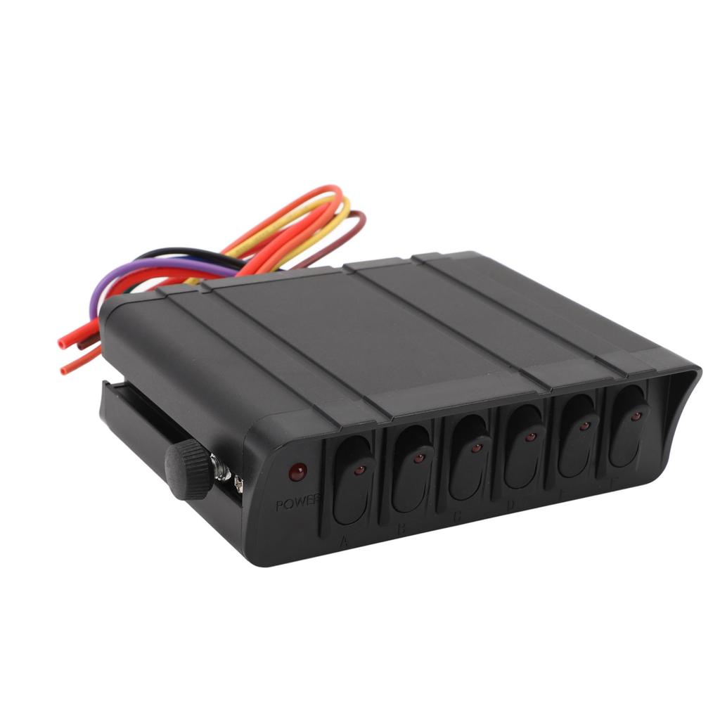 6 Gang Rocker Switch Box DC12V to 24V 40Amp SPST Toggle Switch Panel Box for Automotive Car Vehicle Boat RV SUV Red