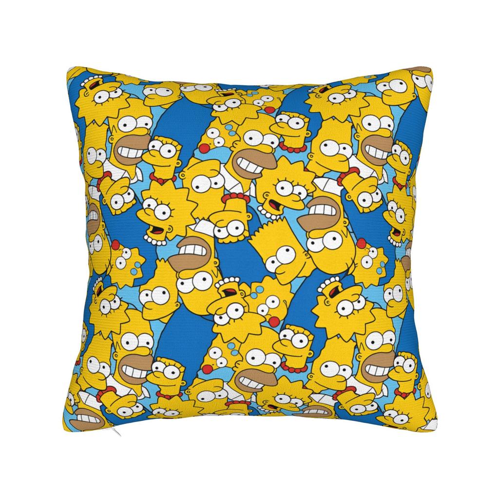S-Simpsons Characters Group Portrait Pillow Cover Custom Cushion Cover Retro Trendy Pillow Case For Living Room Chair