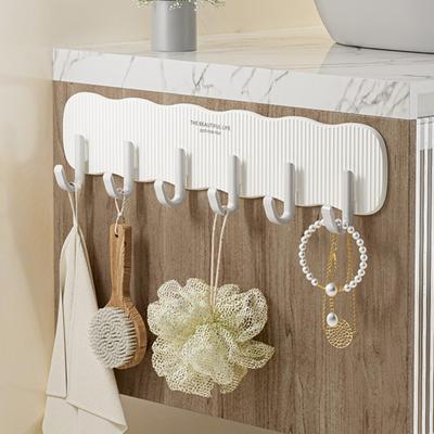 Wandhaken, stanzfrei, hohe Tragkraft, rutschfest, 6 Haken, wasserdicht, für Badezimmer, Küche, Handtuch