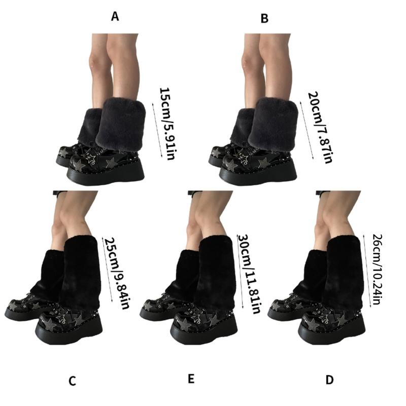 Women Furs Leg Warmer Winter Furry Long Boot Cuffs Fuzzy Shoe Cover Party Costume for Holiday Festival Performances Play