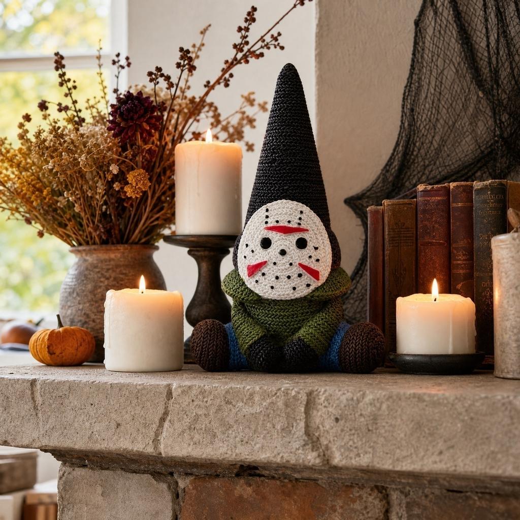 Handcrafted Halloween Figurine Sitting Character with Pointed Hat and Pumpkin Decoration Home Tabletop Ornament for Seasonal Display and Collection