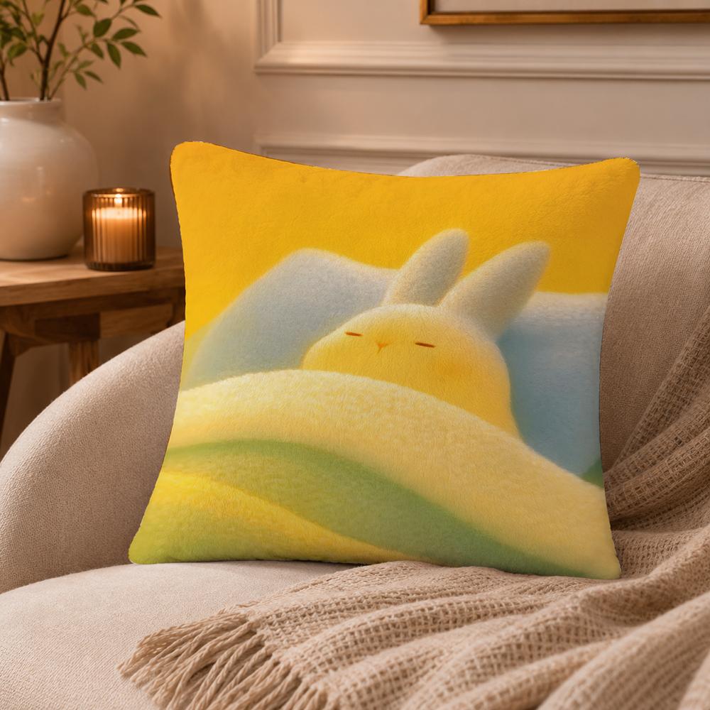 Cute Animals Spring Sleep Series Cushion Cover Anti-dustmite Pillowcase Invisible zipper silky short plush Sofa cushion cover