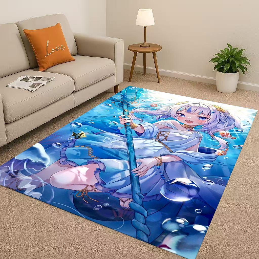 Anime Gawr Gura Hololive Cartoon Cute Girl Living Room Non Slip Area Rug Carpet for Bedroom Playroom Sofa,Home Decor Doormat