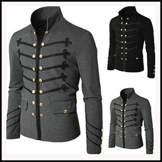 2018 Pánský evropský a americký styl Dlouhý rukáv Jednobarevný Knoflík Vzad Dlouhý kabát BC7928