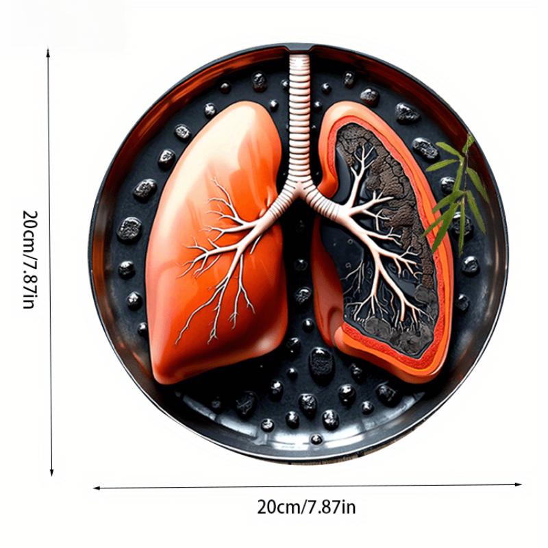 

2d Плоский 20*20см Ретро Дерев яний Настінний Розпис, Порівняння Легень Здоров я та Хвороби, Ідеально підходить для Барів, Кав ярень, Приморських Вілл Кругла Дерев яна Табличка Декорація 20*20cm