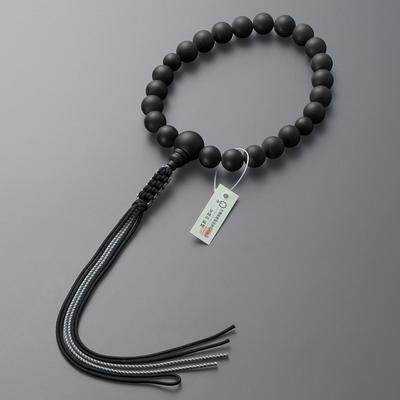 Buddhist Altar Shop Takita Shoten Buddhist Prayer Beads, Jodo Shinshu Formal Prayer Beads [For Men], Black Onyx (Matte), 22 Beads, Silk Tassel.