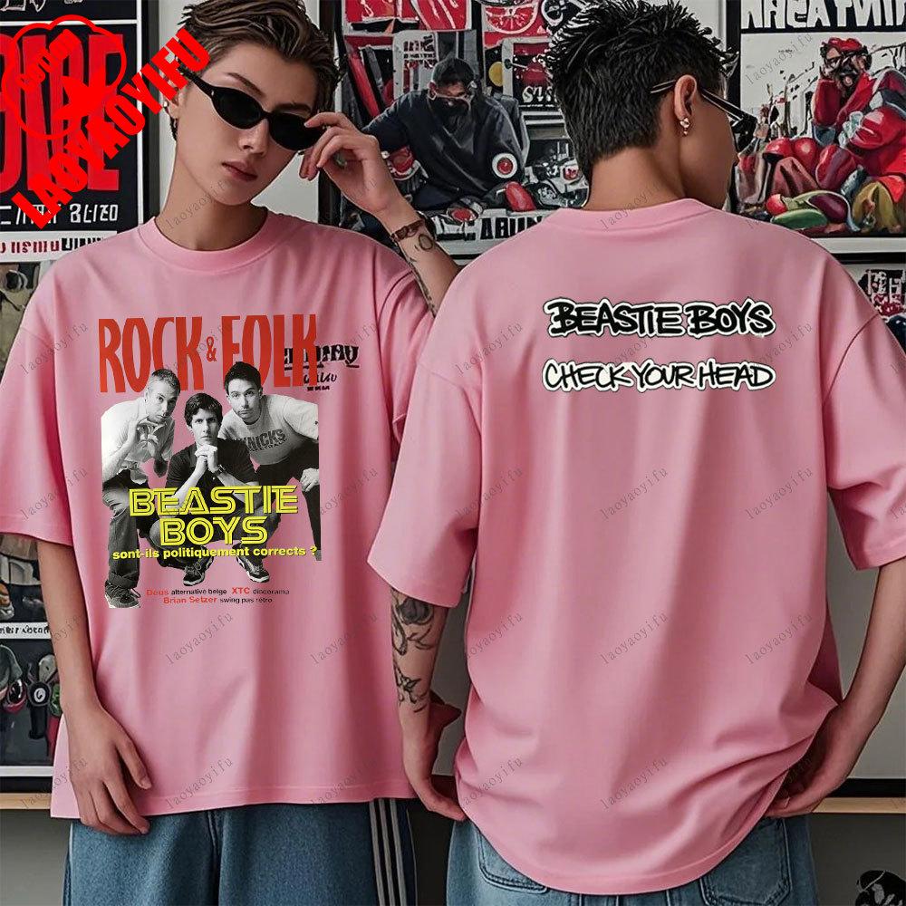 Beastie Boys T-Shirt Check Your Head T-Shirt Amerikanische Hip-Hop-Gruppe Schlichtes Modedesign Kurzarm-T-Shirt