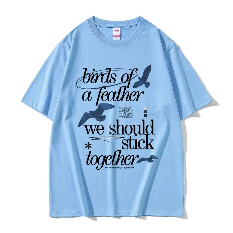 Summer men's Birds of A Feather printed T-shirt 100% pure cotton casual top Hip Hop trendy style Harajuku clothing