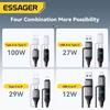 Essager 4 In 1 Digital Display USB Cable Type C 100W PD Fast Charging Wire For iPhone Macbook iPad Xiaomi Type C Lighting Cable