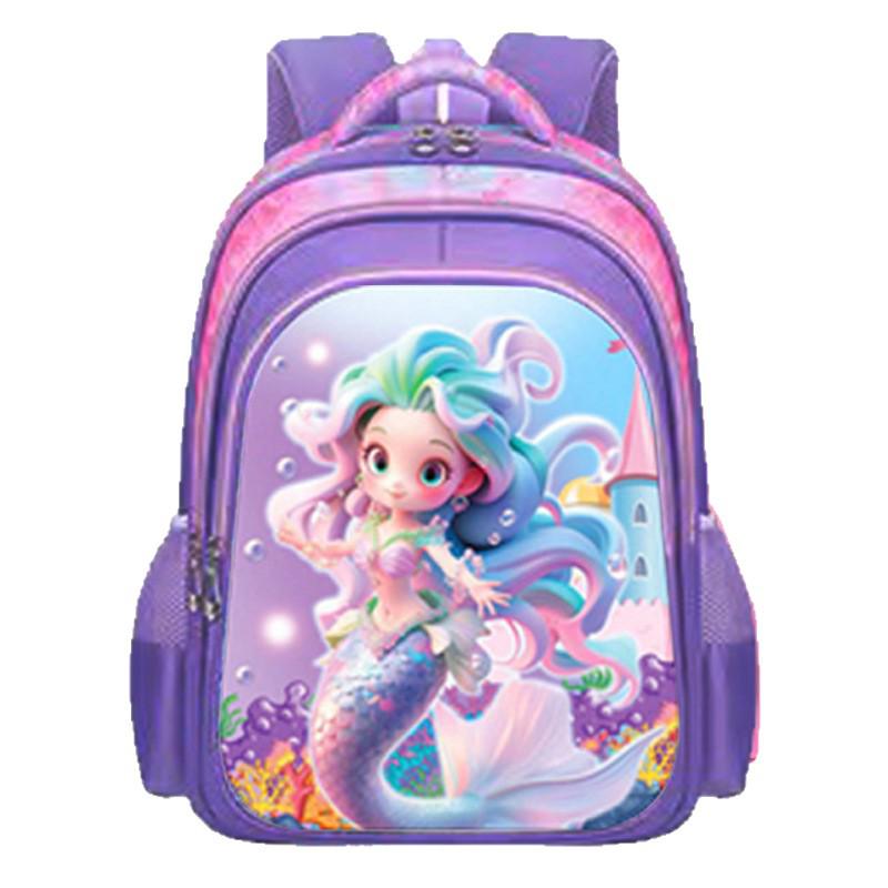 Cute Cartoon Double-Shoulder Backpack with Two-Wheel and Six-Wheel Options, 3-Piece Set for Primary School Students