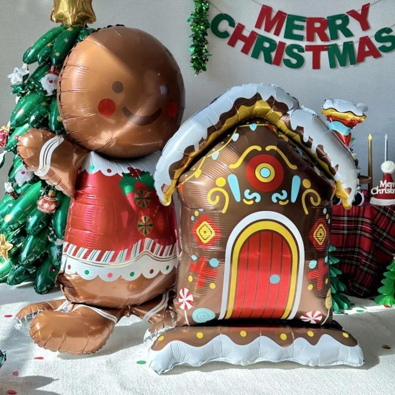 Große Stehende Ballons Weihnachtsthema Weihnachtsmann Weihnachtsbaum Schneemann Lebkuchenmann Aluminiumfolienballon Neujahrsparty Deko