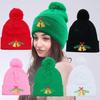 European & American Christmas Jingle Bell Knit Hat: Warm Embroidered Wool Pullover for Women