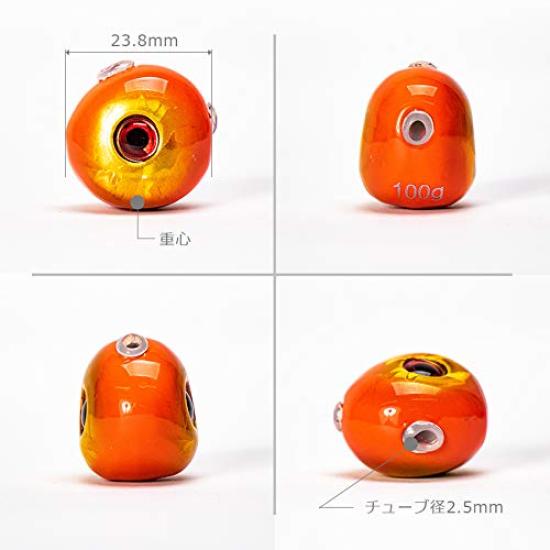 Set of 3 Tairaba Tungsten Sea Bream Rubber Orange Gold Tungsten Head Gold Holo Color Eyeball Color Tairaba Head High Purity Comes with Protective Tube