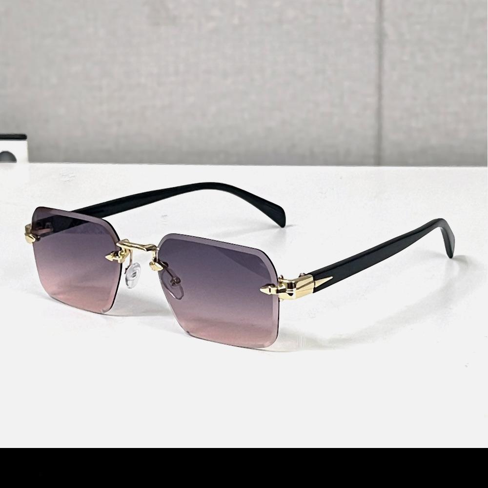 Metal Frameless Sunglasses Outdoor Metal Hinge Quality UV400 Sunshade Glasses Men and Women's Luxury Design Cut Edge Sunglasses