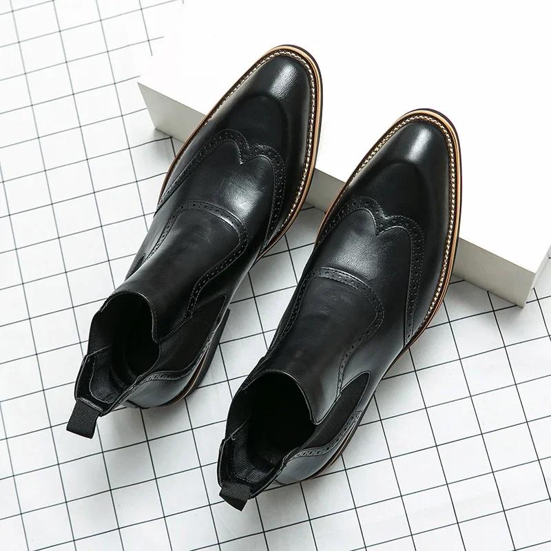 

Модные Высококачественные Кожаные Ботинки Челси Вечеринка Оксфорды Мужская Обувь Нарядная Обувь Мужская Юппи Формальные Ботинки Для Мужчин Классические Броги Социальная Обувь 38 чёрный