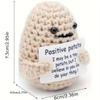 Lustige positive Kartoffel-süße Wollstrickpuppe mit positiver Karte, Positivitäts-Affirmationskarten, lustige gestrickte Kartoffelpuppe