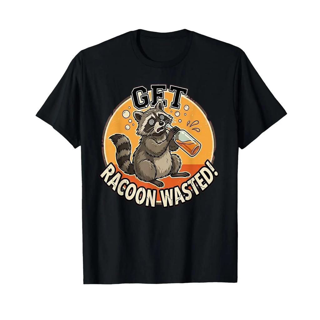 Drunk Raccoon Funny Get Racoon Waste Retro Vintage T Shirt Vintage Unisex Slightly Soft Fashion Streetwear Versatile