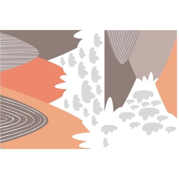 Stickers muraux enfants - Montagne Scandinave - Autocollant géant - H55 x L95 cm - Multicolore