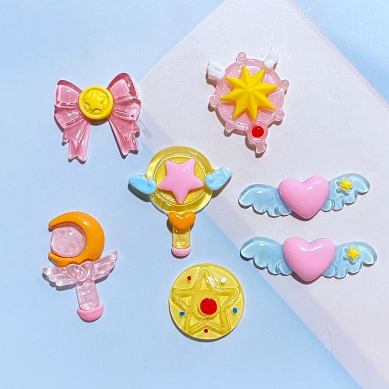 

10Pcs New Resin Lovely Cartoon Magic Stick Flat Back Cabochon Scrapbook DIY Embellishments Accessories