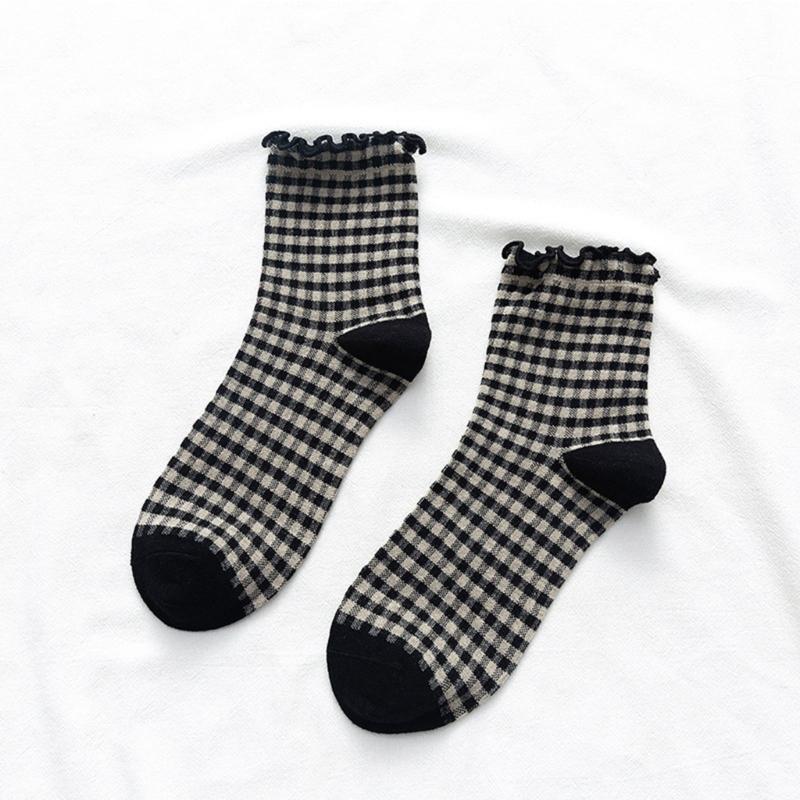 6Pairs Women Lolitas Crew Socks Cotton Bootie Socks Ruffle Frilly Ankle Dress Socks Sweet Calf Socks Princesses Socks