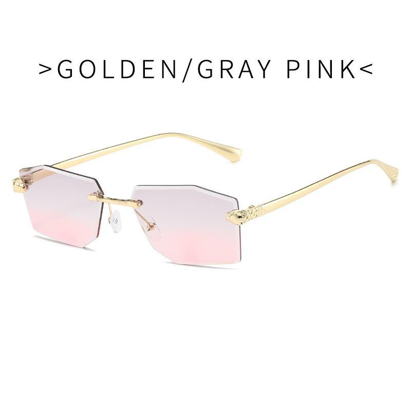 Luxury Frameless Square Sunglasses Men Alloy Frameless Gradient Sun Glasses Women Fashion Retro Polygon Eyewear