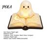 Safe Bedside Lamp for Kids Magic Book Ghost Night Light, Resin Tabletop Warm Glow with Moon Gift Lovers Star Relief, Cute Sleeping Light Bedroom,