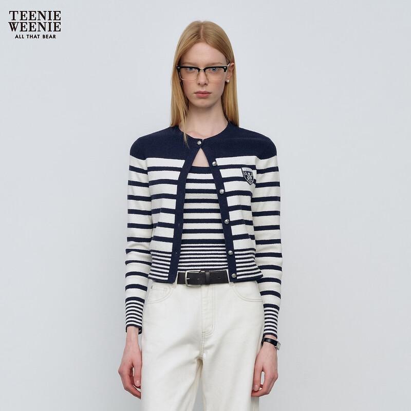 Teenie Weenie Bear Letter Stripe Knitted Cardigan