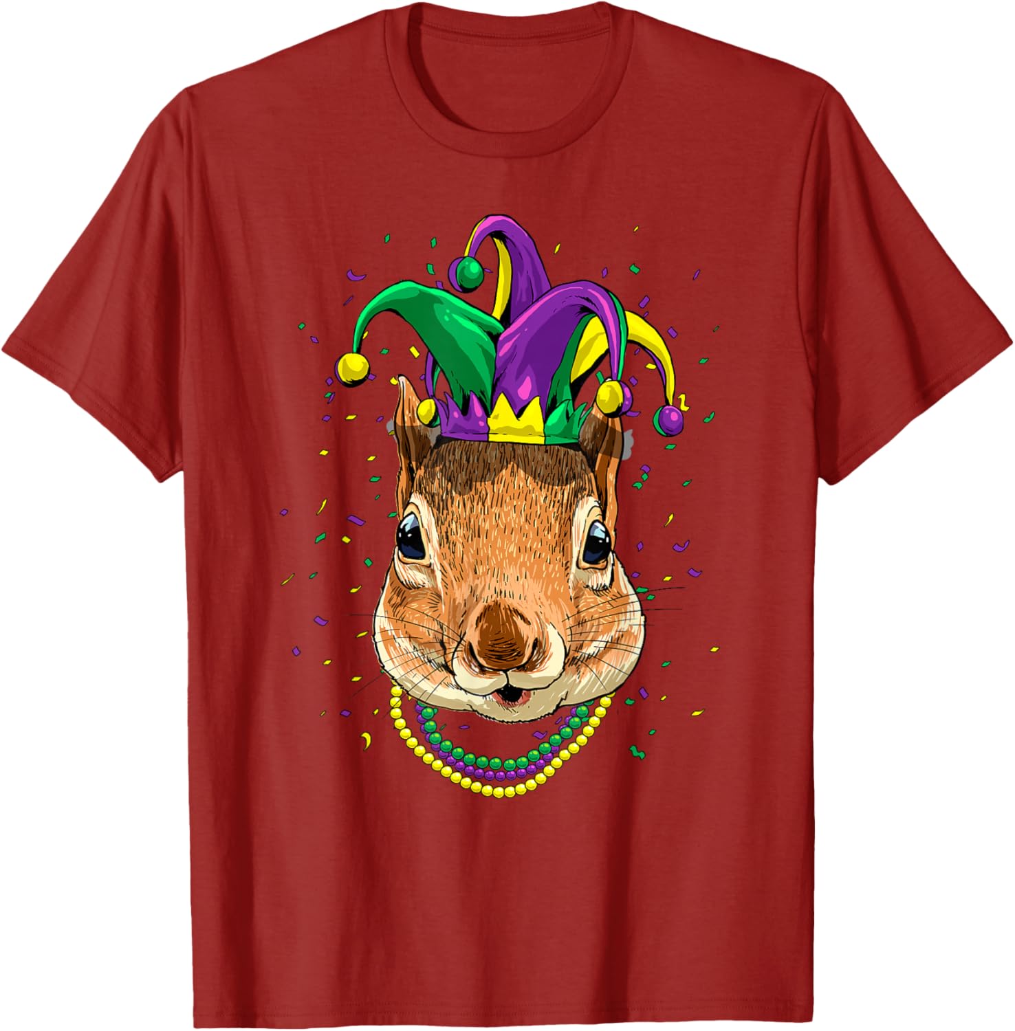 Squirrel Mardi Gras  Graphic Tee Cute Animal Lover Short Sleeve T-Shirt S
