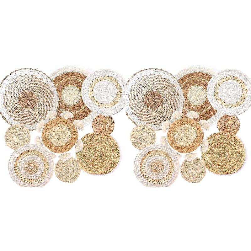 

CYCLI-18 Pack Boho Wall Basket Set, Hanging Woven Wall Basket Decor, Seagrass Rattan Wicker Boho Wall Decor
