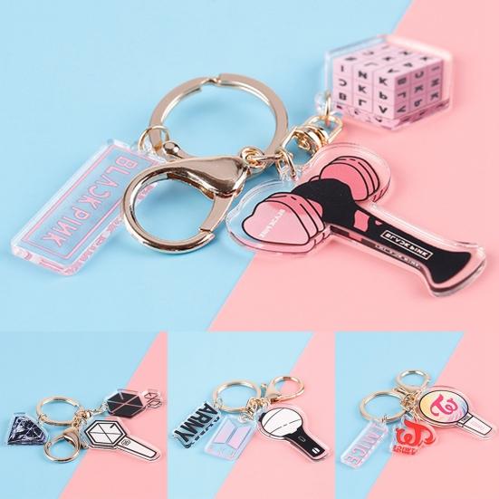 Creative Acrylic K-POP BTS EXO Twice Double-sided Keychain Transparent Pendant