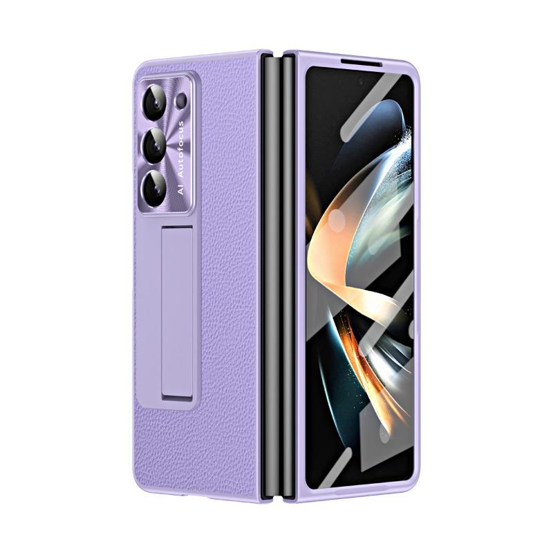 Electroplating Clemence Metal Stand Phone Case for Samsung Galaxy Z Fold 6 5 4 3 Fold6 Fold5 Fold4 Fold3 with Kickstand Holder Protective Cover