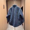 Lapel Woven Plaid Jacket Men's Autumn Korean Version Loose Couple Casual Dovetail Shirt Jacket