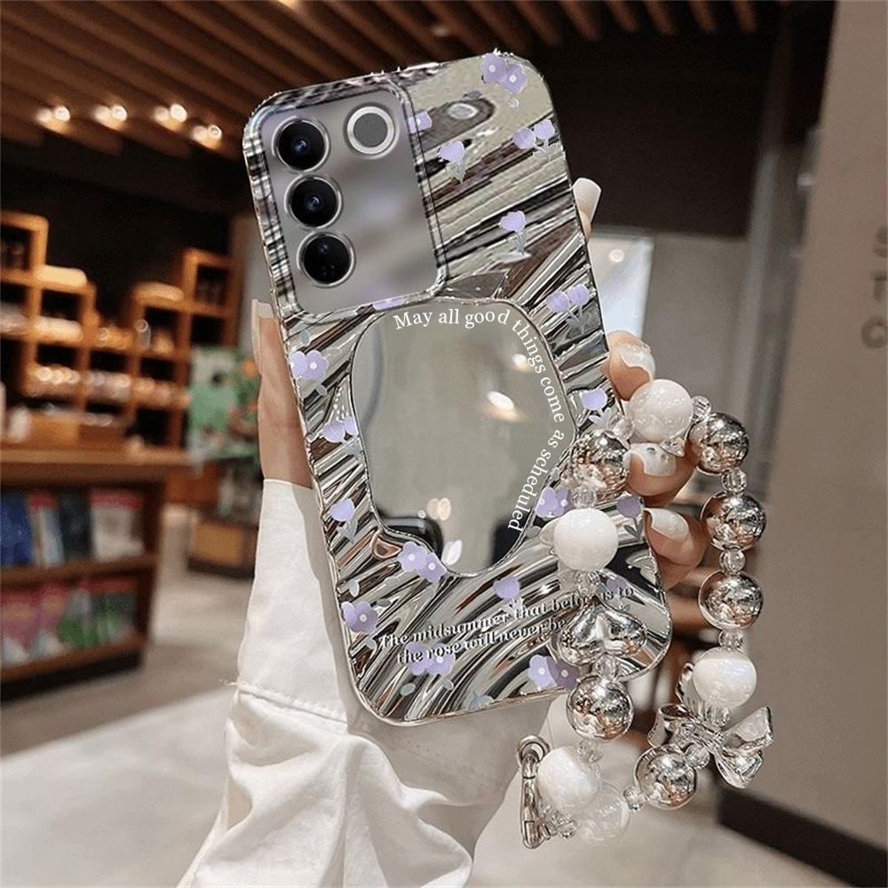 Mirror Phone Case for iPhone 16 11 13 14 for 16 Pro 12 13 15 16 Pro Max for Samsung A15 A16 A35 A55 Cute Cloud Flower Puppy Electroplated Phone Case