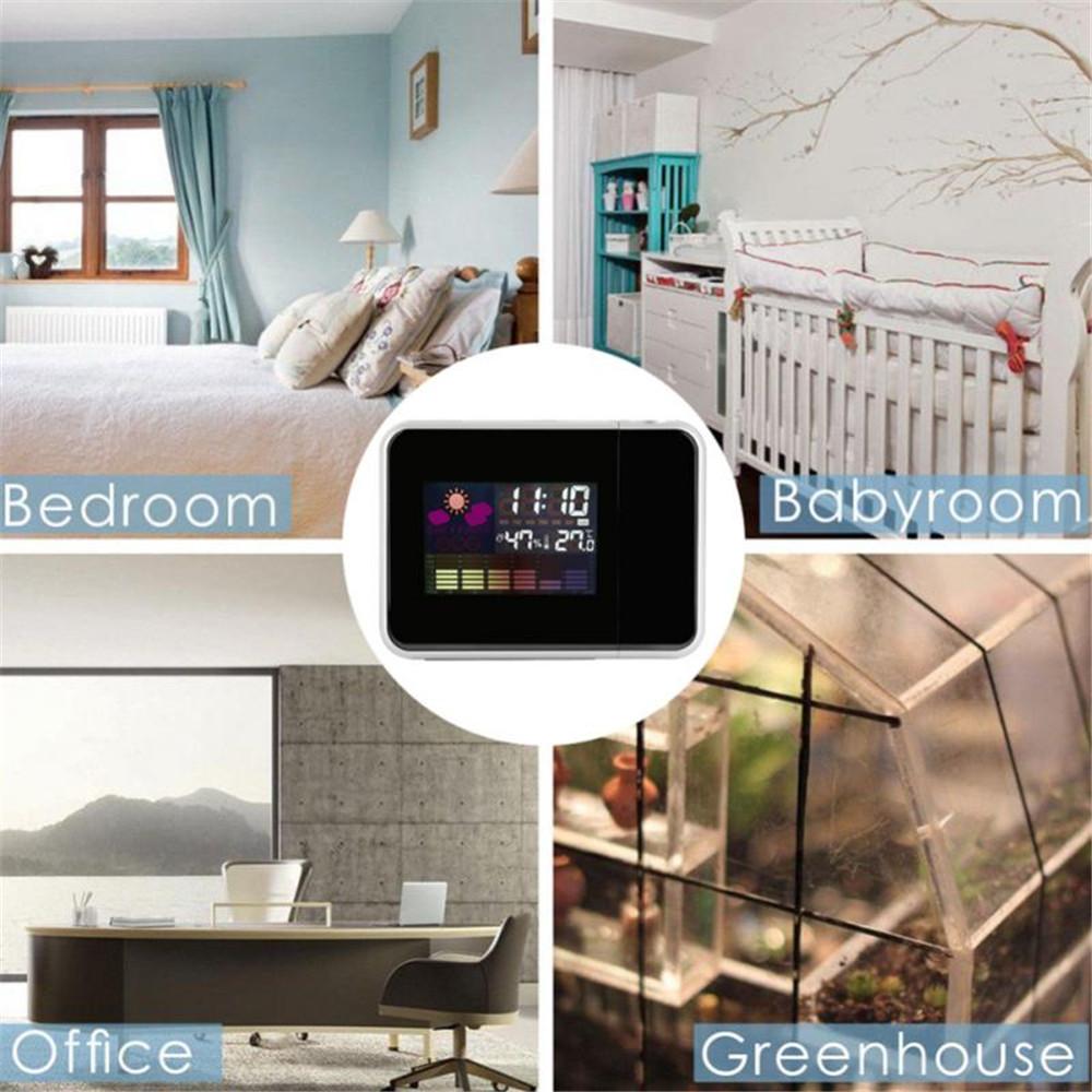 Swivel Projection Alarm Clock Weather Station Thermometer Temp Humidity Monitor