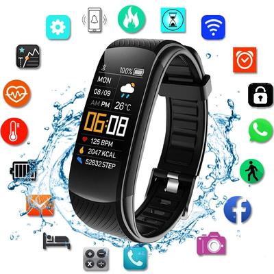 Fitness Chytré hodinky s monitorem tepové frekvence, počasím a hodinami, náramkem, sportovním vodotěsným chytrým hodinkám pro muže a ženy, Xiaomi Huawei.