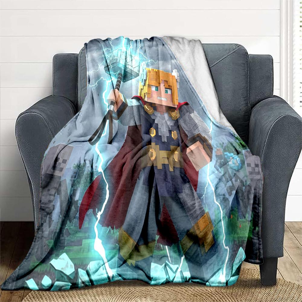 Minecraft Flannel Blanket, High quality Comfortable for All Seasons, Home Decor, Warmth and Comfort
