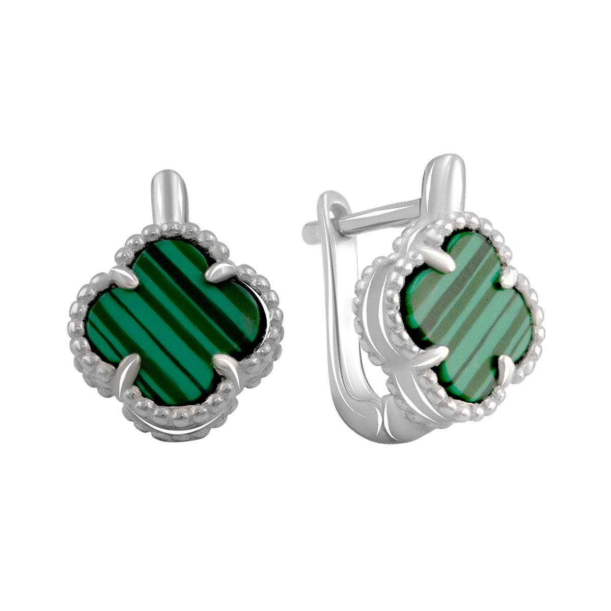 

Срібні сережки з фіанітами (2099086) смарагдовий