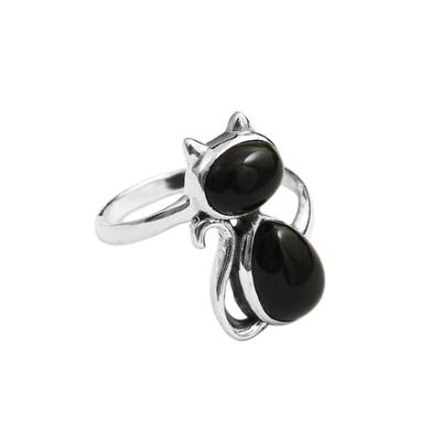 Schwarzer Onyx 925 Sterling Silber Ring