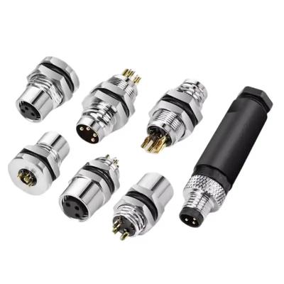 M8 3Pin 4Pin Waterproof  IP67 Power Sensor Connector Male Female Straight Screw Crimp Plug Solder Cable Socket Adapter