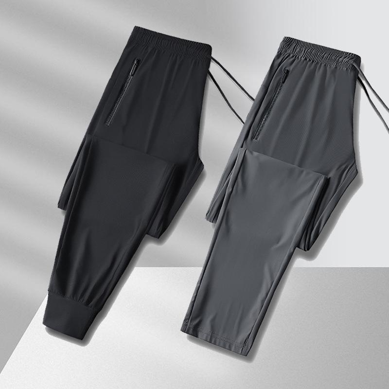 

Men s Ice Silk Quick-Dry Pants - Summer, Breathable, High-Elastic, Loose-Fit, Cuffed Sports Trousers 3XL [150-170 lbs]