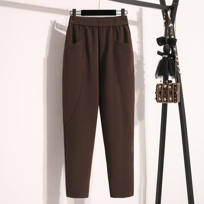 Dimanaf Autumn Winter Women Cothing Plus Size Basic Harem Oversize Casual Trousers Long Pants Elastic Waist Vintage Lady Loose 2025