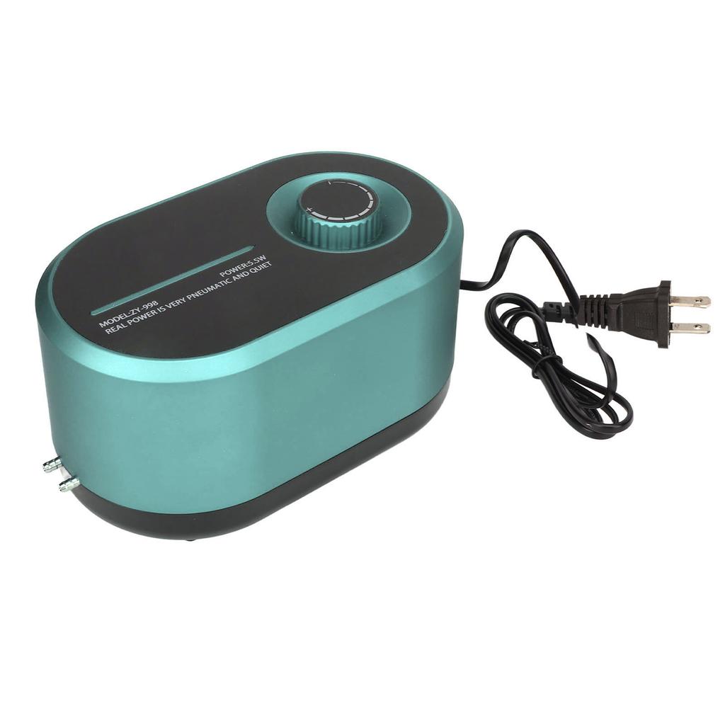 Sauerstoffpumpe für Aquarien mit zwei Ausgängen, leise, einstellbar, Luftpumpe für Aquarien mit Ausströmerstein, Luftschlauchprüfung