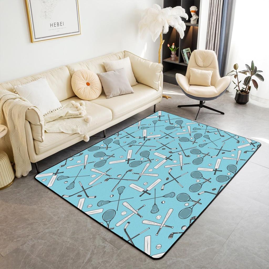 Soft Ice Hockey Carpet Rug for Boys Teens Winter Sport Indoor Floor Mat Bedroom Living Room Doormat