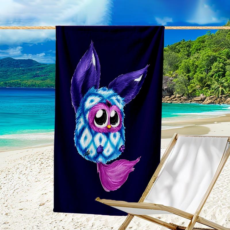 Colorful Furby In Bubbles Microfiber Beach Towel, Lightweight And Quick-Dry, for Summer Travel, Beach Essential, Swimming Pool Outdoor