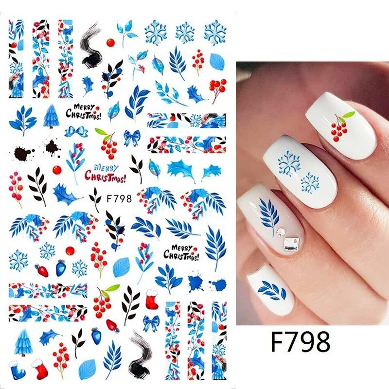 

17 стилей Рождество Хэллоуин наклейки для ногтей 3D DIY Типсы для ногтей Листья Цветок Бабочка Череп Лось Санта-Клаус Наклейка для дизайна ногтей Украшение ногтей Маникюр F798